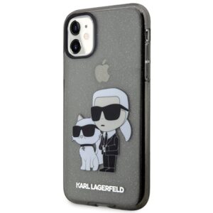Karl Lagerfeld KLHCN61HNKCTGK Apple iPhone 11/ Xr 6,1" juodos spalvos kietas dėklas Gliter Karl&Choupette - Image 2