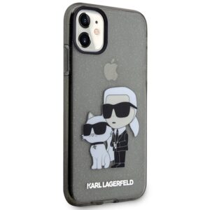 Karl Lagerfeld KLHCN61HNKCTGK Apple iPhone 11/ Xr 6,1" juodos spalvos kietas dėklas Gliter Karl&Choupette - Image 4
