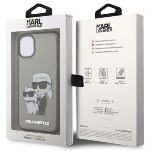 Karl Lagerfeld KLHCN61HNKCTGK Apple iPhone 11/ Xr 6,1" juodos spalvos kietas dėklas Gliter Karl&Choupette - Image 8
