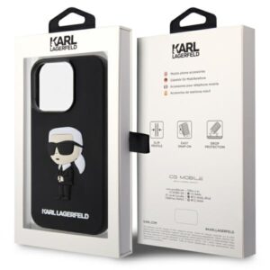 Karl Lagerfeld KLHCP14L3DRKINK Apple iPhone 14 Pro 6.1" juodos spalvos kietas dėklas Rubber Ikonik 3D - Image 8
