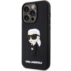 Karl Lagerfeld KLHCP14L3DRKINK Apple iPhone 14 Pro 6.1" juodos spalvos kietas dėklas Rubber Ikonik 3D - Image 2
