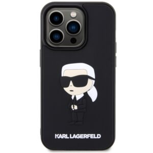 Karl Lagerfeld KLHCP14L3DRKINK Apple iPhone 14 Pro 6.1" juodos spalvos kietas dėklas Rubber Ikonik 3D - Image 3