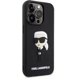 Karl Lagerfeld KLHCP14L3DRKINK Apple iPhone 14 Pro 6.1" juodos spalvos kietas dėklas Rubber Ikonik 3D - Image 4