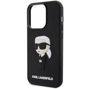 Karl Lagerfeld KLHCP14L3DRKINK Apple iPhone 14 Pro 6.1" juodos spalvos kietas dėklas Rubber Ikonik 3D - Image 6
