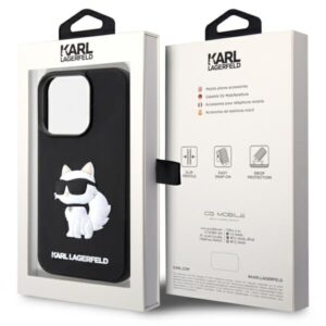Karl Lagerfeld KLHCP14L3DRKHNK Apple iPhone 14 Pro 6.1" juodos spalvos kietas dėklas Rubber Choupette 3D - Image 8