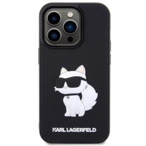 Karl Lagerfeld KLHCP14L3DRKHNK Apple iPhone 14 Pro 6.1" juodos spalvos kietas dėklas Rubber Choupette 3D - Image 3