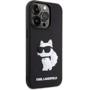 Karl Lagerfeld KLHCP14L3DRKHNK Apple iPhone 14 Pro 6.1" juodos spalvos kietas dėklas Rubber Choupette 3D - Image 4
