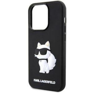 Karl Lagerfeld KLHCP14L3DRKHNK Apple iPhone 14 Pro 6.1" juodos spalvos kietas dėklas Rubber Choupette 3D - Image 6