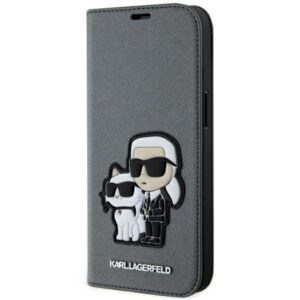 Karl Lagerfeld KLBKP14SSANKCPG Apple iPhone 14 15 13 6.1" bookdėklas silver Saffiano Karl & Choup - Image 1