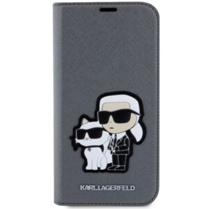 Karl Lagerfeld KLBKP14SSANKCPG Apple iPhone 14 15 13 6.1" bookdėklas silver Saffiano Karl & Choup - Image 3