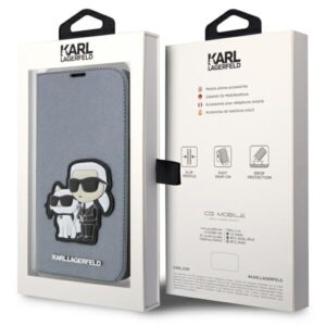 Karl Lagerfeld KLBKP14LSANKCPG Apple iPhone 14 Pro 6.1" bookdėklas silver Saffiano Karl & Choupette - Image 7