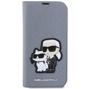 Karl Lagerfeld KLBKP14LSANKCPG Apple iPhone 14 Pro 6.1" bookdėklas silver Saffiano Karl & Choupette - Image 3