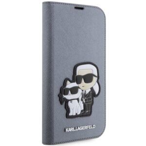 Karl Lagerfeld KLBKP14LSANKCPG Apple iPhone 14 Pro 6.1" bookdėklas silver Saffiano Karl & Choupette - Image 5