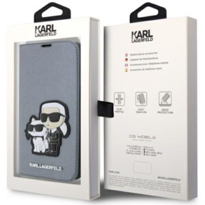 Karl Lagerfeld KLBKP14XSANKCPG Apple iPhone 14 Pro Max 6.7" bookdėklas silver Saffiano Karl & Choupet - Image 7