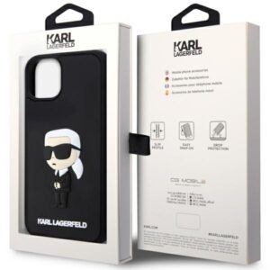 Karl Lagerfeld KLHCP14M3DRKINK Apple iPhone 14 Plus / 15 Plus 6.7" juodos spalvos kietas dėklas Rubber Ikonik 3D - Image 8