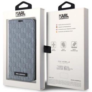 Karl Lagerfeld KLBKP14SSAKLHPG Apple iPhone 14 15 13 6.1" bookdėklas silver Saffiano Monogram - Image 7