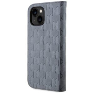Karl Lagerfeld KLBKP14SSAKLHPG Apple iPhone 14 15 13 6.1" bookdėklas silver Saffiano Monogram - Image 2