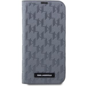 Karl Lagerfeld KLBKP14SSAKLHPG Apple iPhone 14 15 13 6.1" bookdėklas silver Saffiano Monogram - Image 3