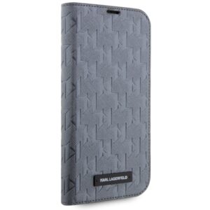 Karl Lagerfeld KLBKP14SSAKLHPG Apple iPhone 14 15 13 6.1" bookdėklas silver Saffiano Monogram - Image 5