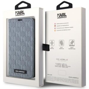 Karl Lagerfeld KLBKP14LSAKLHPG Apple iPhone 14Pro 6.1" bookdėklas silver Saffiano Monogram - Image 7