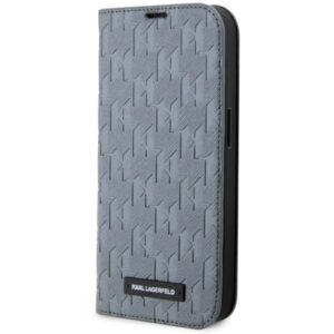 Karl Lagerfeld KLBKP14LSAKLHPG Apple iPhone 14Pro 6.1" bookdėklas silver Saffiano Monogram - Image 1