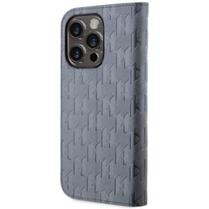 Karl Lagerfeld KLBKP14LSAKLHPG Apple iPhone 14Pro 6.1" bookdėklas silver Saffiano Monogram - Image 2