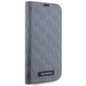 Karl Lagerfeld KLBKP14LSAKLHPG Apple iPhone 14Pro 6.1" bookdėklas silver Saffiano Monogram - Image 5