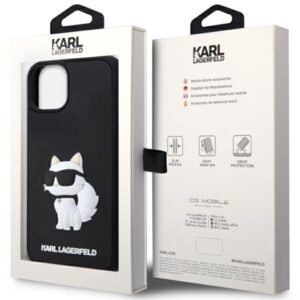 Karl Lagerfeld KLHCP14M3DRKHNK Apple iPhone 14 Plus / 15 Plus 6.7" juodos spalvos kietas dėklas Rubber Choupette 3 - Image 8