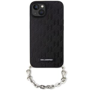 Karl Lagerfeld KLHCP14SSACKLHPK Apple iPhone 14 / 15 / 13 6.1" juodos spalvos kietas dėklas Saffiano Monogram Chai - Image 2