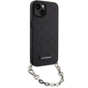 Karl Lagerfeld KLHCP14SSACKLHPK Apple iPhone 14 / 15 / 13 6.1" juodos spalvos kietas dėklas Saffiano Monogram Chai - Image 3