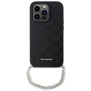 Karl Lagerfeld KLHCP14LSACKLHPK Apple iPhone 14 Pro 6.1" juodos spalvos kietas dėklas Saffiano Monogram Chain - Image 2