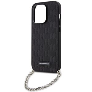 Karl Lagerfeld KLHCP14LSACKLHPK Apple iPhone 14 Pro 6.1" juodos spalvos kietas dėklas Saffiano Monogram Chain - Image 5