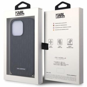 Karl Lagerfeld KLHCP14LSACKLHPK Apple iPhone 14 Pro 6.1" juodos spalvos kietas dėklas Saffiano Monogram Chain - Image 7