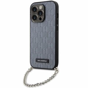 Karl Lagerfeld KLHCP14LSACKLHPG Apple iPhone 14 Pro 6.1" silver kietas dėklas Saffiano Monogram Chain - Image 1