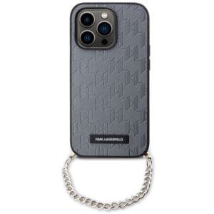 Karl Lagerfeld KLHCP14LSACKLHPG Apple iPhone 14 Pro 6.1" silver kietas dėklas Saffiano Monogram Chain - Image 2