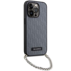 Karl Lagerfeld KLHCP14LSACKLHPG Apple iPhone 14 Pro 6.1" silver kietas dėklas Saffiano Monogram Chain - Image 3