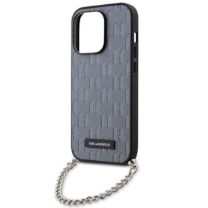 Karl Lagerfeld KLHCP14LSACKLHPG Apple iPhone 14 Pro 6.1" silver kietas dėklas Saffiano Monogram Chain - Image 5