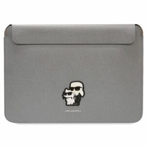 Karl Lagerfeld Dėklas kompiuteriui KLCS14SAKCPMG 14" sidabro spalvos Saffiano Karl&Choupette - Image 1