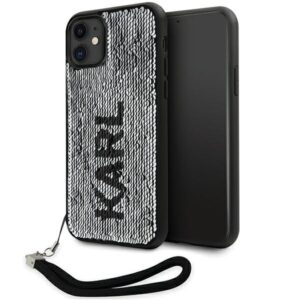 Karl Lagerfeld KLHCN61PSQRKS Apple iPhone 11 /Xr 6,1" silver kietas dėklas Sequins Cord - Image 1