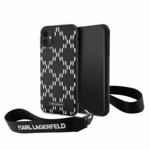 Karl Lagerfeld KLHCN61SAKLMBSK Apple iPhone 11/ Xr 6.1" juodos spalvos kietas dėklas Monogram Losange Saffiano - Image 1