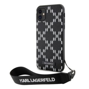Karl Lagerfeld KLHCN61SAKLMBSK Apple iPhone 11/ Xr 6.1" juodos spalvos kietas dėklas Monogram Losange Saffiano - Image 2