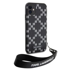 Karl Lagerfeld KLHCN61SAKLMBSK Apple iPhone 11/ Xr 6.1" juodos spalvos kietas dėklas Monogram Losange Saffiano - Image 4