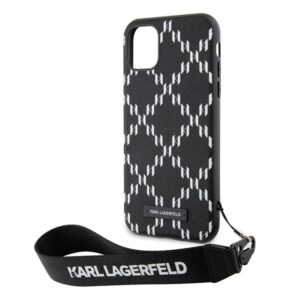 Karl Lagerfeld KLHCN61SAKLMBSK Apple iPhone 11/ Xr 6.1" juodos spalvos kietas dėklas Monogram Losange Saffiano - Image 6