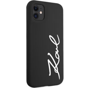 Karl Lagerfeld KLHCN61SKSVGK Apple iPhone 11 /Xr 6.1" juodos spalvos kietas dėklas Silicone Signature - Image 4