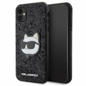 Karl Lagerfeld KLHCN61G2CPK Apple iPhone 11 /Xr 6.1" juodos spalvos kietas dėklas Glitter Choupette Patch - Image 1
