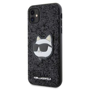 Karl Lagerfeld KLHCN61G2CPK Apple iPhone 11 /Xr 6.1" juodos spalvos kietas dėklas Glitter Choupette Patch - Image 2