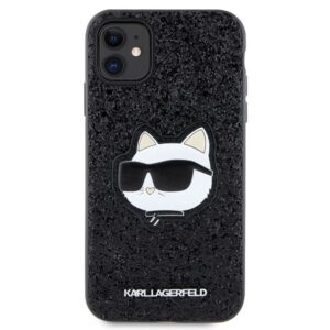 Karl Lagerfeld KLHCN61G2CPK Apple iPhone 11 /Xr 6.1" juodos spalvos kietas dėklas Glitter Choupette Patch - Image 3