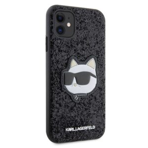 Karl Lagerfeld KLHCN61G2CPK Apple iPhone 11 /Xr 6.1" juodos spalvos kietas dėklas Glitter Choupette Patch - Image 4