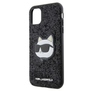 Karl Lagerfeld KLHCN61G2CPK Apple iPhone 11 /Xr 6.1" juodos spalvos kietas dėklas Glitter Choupette Patch - Image 6
