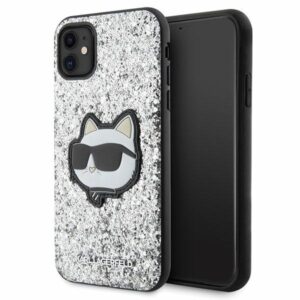 Karl Lagerfeld KLHCN61G2CPS Apple iPhone 11 /Xr 6.1" silver kietas dėklas Glitter Choupette Patch - Image 1